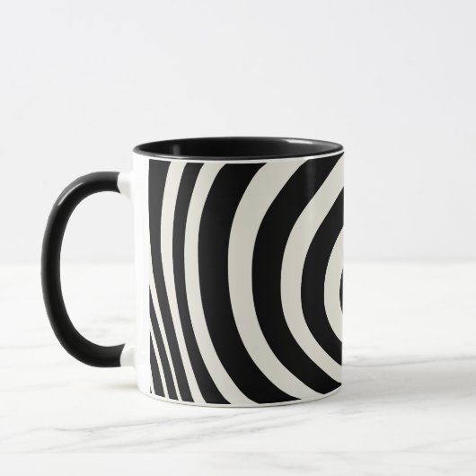 Zwart-wit retro stijl golven mok (Links)