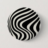 Zwart-wit retro stijl golven ronde button 5,7 cm (Voorkant)