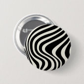 Zwart-wit retro stijl golven ronde button 5,7 cm (Voorkant /achterkant)