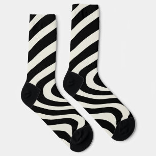 Zwart-wit retro stijl golven sokken