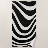 Zwart-wit retro stijl golven strandlaken (Voorkant)