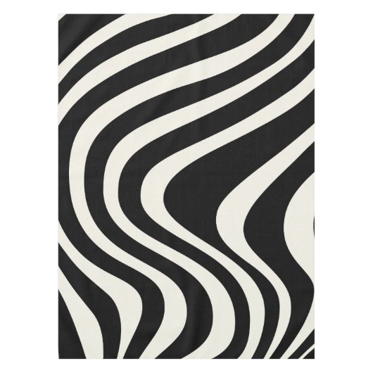 Zwart-wit retro stijl golven tafelkleed (Voorkant)