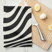 Zwart-wit retro stijl golven theedoek (Quarter Fold)
