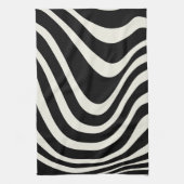 Zwart-wit retro stijl golven theedoek (Verticaal)