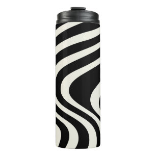 Zwart-wit retro stijl golven thermosbeker