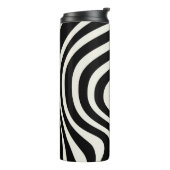 Zwart-wit retro stijl golven thermosbeker (Gedraaid links)