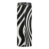 Zwart-wit retro stijl golven thermosbeker (Achterkant)