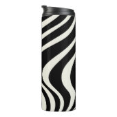 Zwart-wit retro stijl golven thermosbeker (Geroteerd rechts)