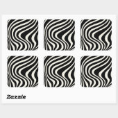 Zwart-wit retro stijl golven vierkante sticker (Vel)