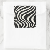 Zwart-wit retro stijl golven vierkante sticker (Tas)