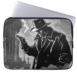 Zwart-wit Retro stijl Gritty stedelijke detective Laptop Sleeve