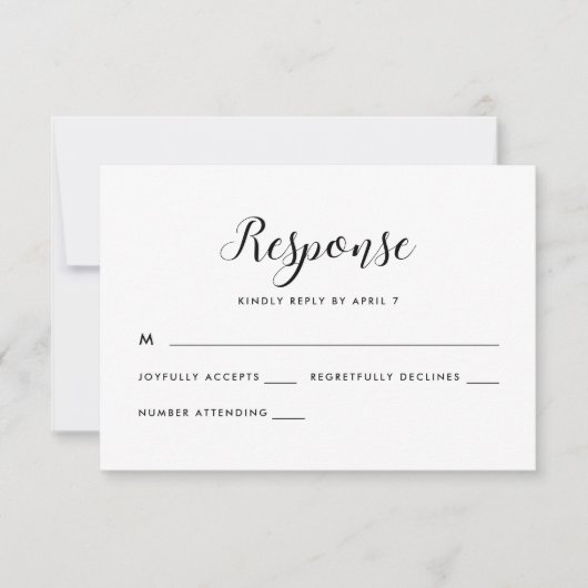 Zwart-wit Retro Stippen Wedding Rsvp Reactie (Voorkant)
