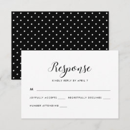 Zwart-wit Retro Stippen Wedding Rsvp Reactie Kaartje