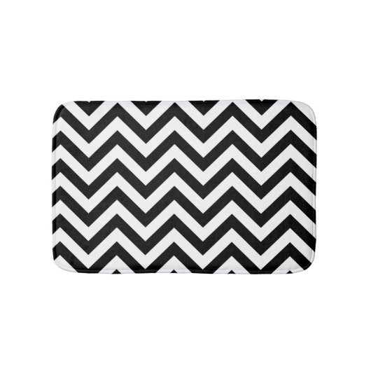 Zwart & Wit Retro Trendy Strepen Badmat (Voorkant)