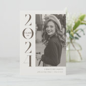 Zwart-wit Retro Typografie Foto Afstuderen Aankondiging (Staand voorkant)