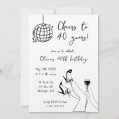 Zwart Wit retro Verjaardagsfeestuitnodiging Kaart (Voorkant)