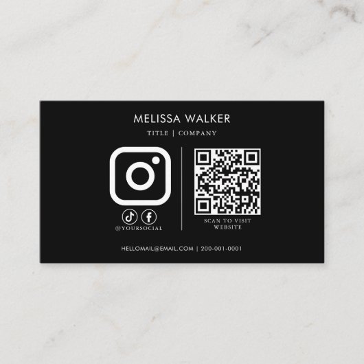 Zwart-wit Retro Visitekaartje (Voorkant)