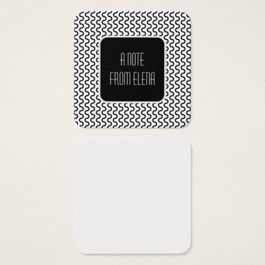 Zwart-wit Retro Waves Patroon Berichtnota's Vierkante Visitekaartjes (Voorkant /achterkant)