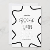 Zwart & Wit Retro Wavy Edge Lijst Winterbruiloft Save The Date (Voorkant)