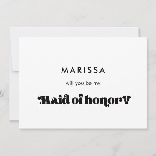 Zwart & wit retro Wil je mijn bruidsmeisje zijn? Kaart (Voorkant)