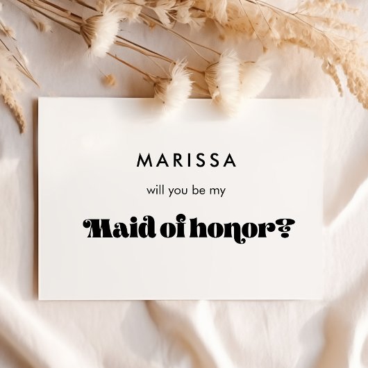 Zwart & wit retro Wil je mijn bruidsmeisje zijn? Kaart