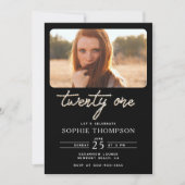 Zwart Wit Rhinestone Elegant 21st Verjaardag Foto Kaart (Voorkant)