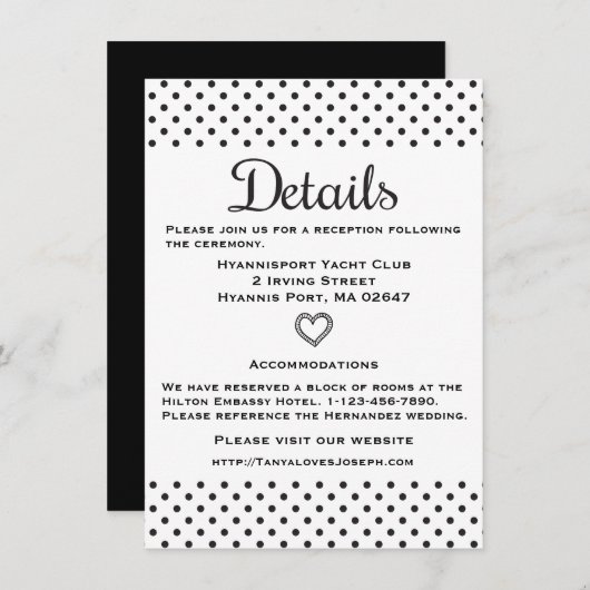 Zwart & Wit Richting Details Stippen Informatiekaartje (Voorkant / Achterkant)