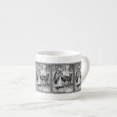 Zwart Wit Rijden Hood Met Wolf Bos Ingelijste Espresso Kop (Voorkant rechts)