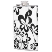 Zwart-wit ringen en bloemen heupfles (Links)