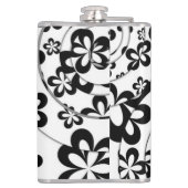 Zwart-wit ringen en bloemen heupfles (Achterkant)