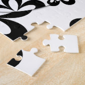 Zwart-wit ringen en bloemen legpuzzel (Zijkant)