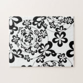 Zwart-wit ringen en bloemen legpuzzel (Horizontaal)