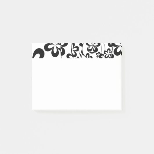 Zwart-wit ringen en bloemen post-it® notes (Voorkant)