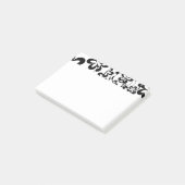 Zwart-wit ringen en bloemen post-it® notes (Schuin)