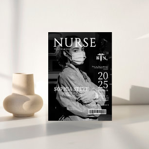 Zwart-wit RN verpleegkundig magazine foto afstuder Kaart