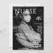 Zwart-wit RN verpleegkundig magazine foto afstuder Kaart (Voorkant)
