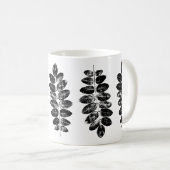 Zwart-wit Robinia Leaf Print Koffiemok (Voorkant rechts)