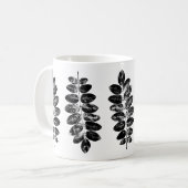 Zwart-wit Robinia Leaf Print Koffiemok (Voorkant links)