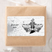 Zwart wit Rock ster elektrische gitaar vleugels la Etiket (Insitu)