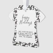 Zwart-wit Rococo Prettige feestdagen script Ornament (voorkant)