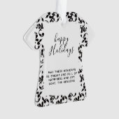 Zwart-wit Rococo Prettige feestdagen script Ornament (voorkant)