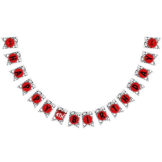 Zwart Wit Rode Boog Dalmatische Happy Birthday Par Vlaggetjes (Alle)