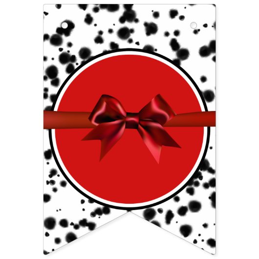 Zwart Wit Rode Boog Dalmatische Happy Birthday Par Vlaggetjes (Eerste vlag)