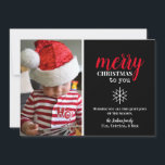 Zwart, Wit, Rode Collage Sneeuwvlok Foto  Feestdagenkaart<br><div class="desc">Een eenvoudige,  elegante fotokaart voor de feestdagen. Gebruik je favoriete foto's van het seizoen om je kerstkaart extra speciaal te maken!  Alles is aanpasbaar - wil je de lettertypen of kleuren veranderen? Klik gewoon op verder aanpassen voor meer opties!</div>