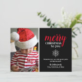 Zwart, Wit, Rode Collage Sneeuwvlok Foto Feestdagenkaart (Staand voorkant)