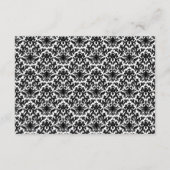 Zwart, Wit, Rode Damast RSVP Kaart (Achterkant)