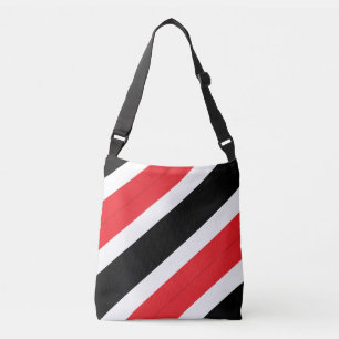 Zwart Wit Rode Diagonale Strepen Crossbody Tas
