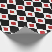 Zwart, Wit, Rode Diamant Patroon geschenkverpakkin Cadeaupapier (Hoek)