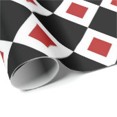 Zwart, Wit, Rode Diamant Patroon geschenkverpakkin Cadeaupapier (Rol Hoek)