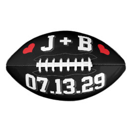ZWART WIT & RODE HARTEN Trouw initials en datum American Football